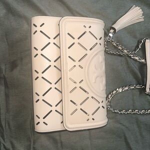 Tory Burch Cream Crossbody Bag with Cutout Design